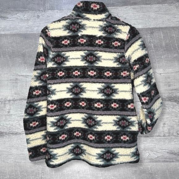 Roper Southwestern Quarter Zip Polar Fleece Pullover Women S Aztec Ivory Pockets - Picture 2 of 5